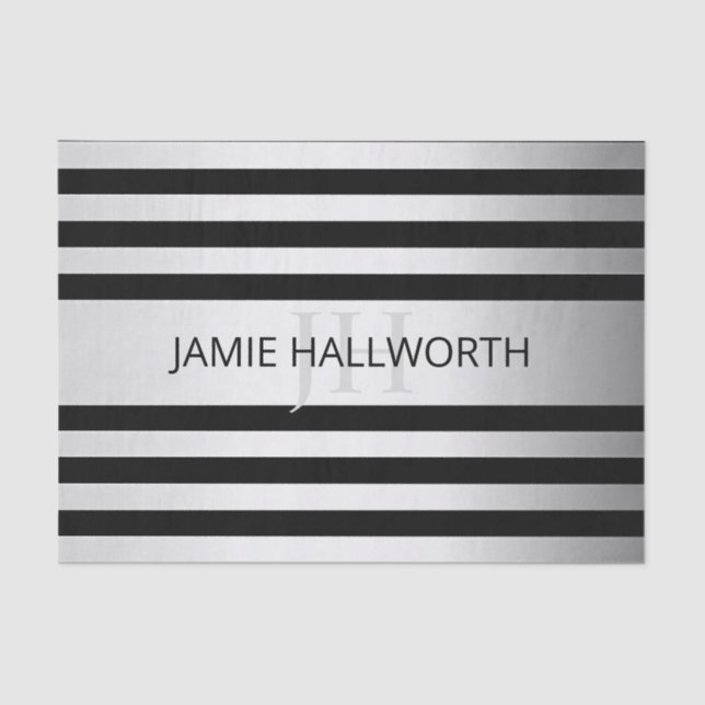 Zeitgemäße Imitate Silver Ombre Stripes & Black Seidenpapier (Vorderseite)