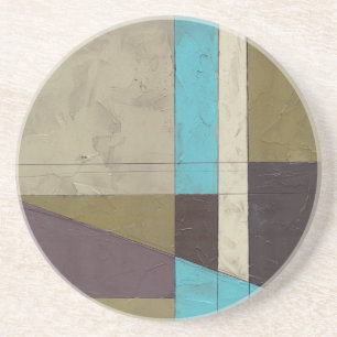 Zeitgemäße Minimalistische Malerei mit tiefer Farb Sandstein Untersetzer