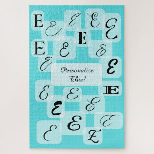 Zeitgemäße Monogramme anpassbar: "E" Aqua Puzzle