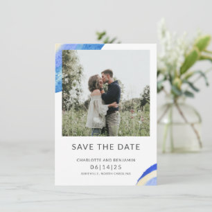 Zeitgemäßes Abstraktes blaues Foto Save The Date