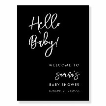 Zeitgemäßes modernes schwarzes Hello Baby-Schild