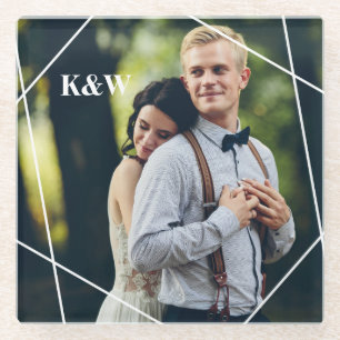 Zeitgemäßes Monogramm-Foto Glasuntersetzer