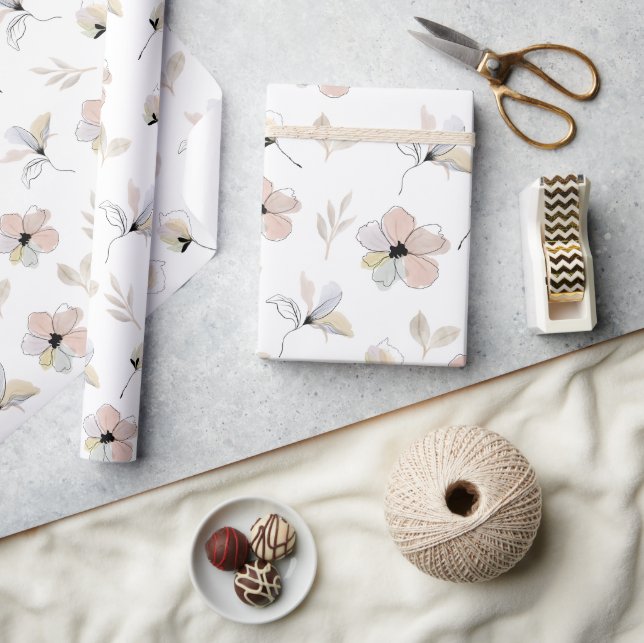 Zeitgemäßes Papier für Boho-Blumenmuster Geschenkpapier (Kunsthandwerk)