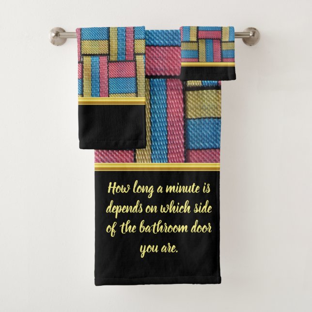 Zeitgenössisch abstrakt in mehrfarbigen Korbflecht Badhandtuch Set (Insitu)