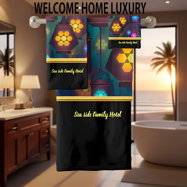 Zeitgenössisch abstrakt in mehrfarbiger Laterne Badhandtuch Set (Von Creator hochgeladen)