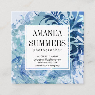 Zeitgenössisch blaue Kunst Quadratische Visitenkarte