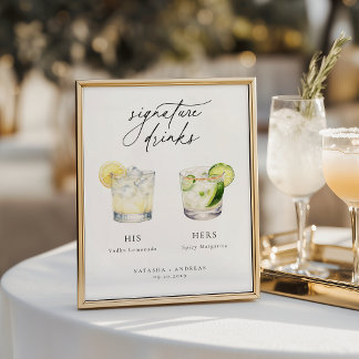 Zeitgenössisch Chic Signature-Drinks Hochzeit Poster