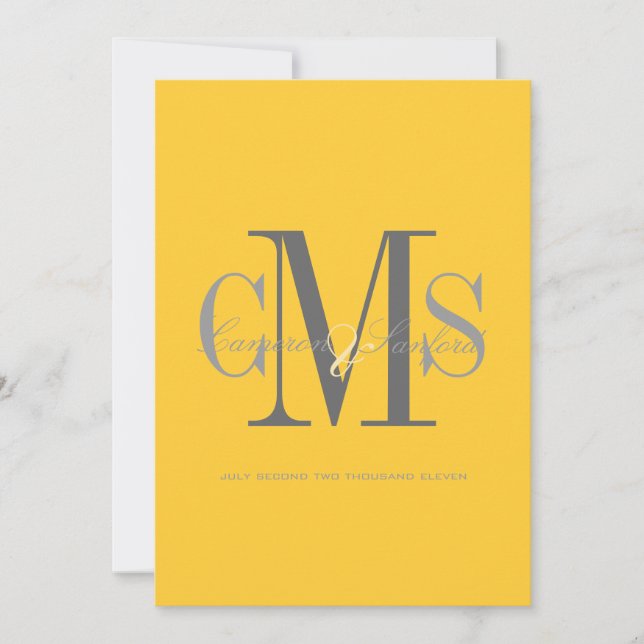 Zeitgenössisch + klassisch/gelb + grau einladung (Vorderseite)