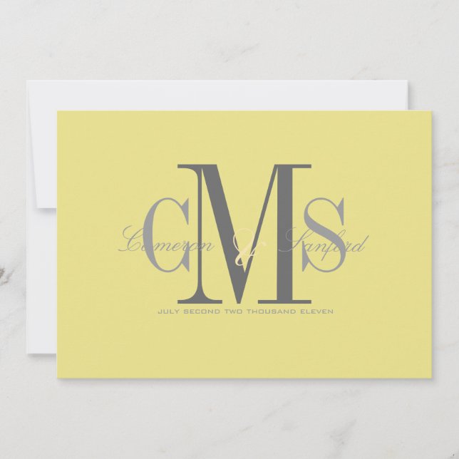 Zeitgenössisch + klassisch/gelb + grau einladung (Vorderseite)