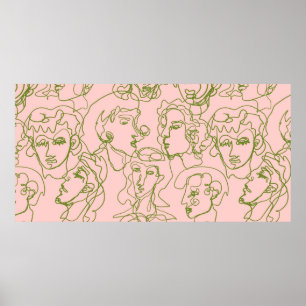 Zeitgenössische abstrakte Gesichter. Minimalistisc Poster