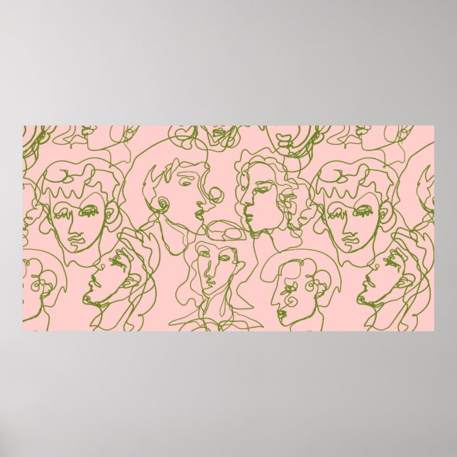 Zeitgenössische abstrakte Gesichter. Minimalistisc Poster (Vorne)