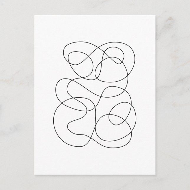 Zeitgenössische Abstrakte Linie, die Schwarz und W Postkarte (Vorderseite)