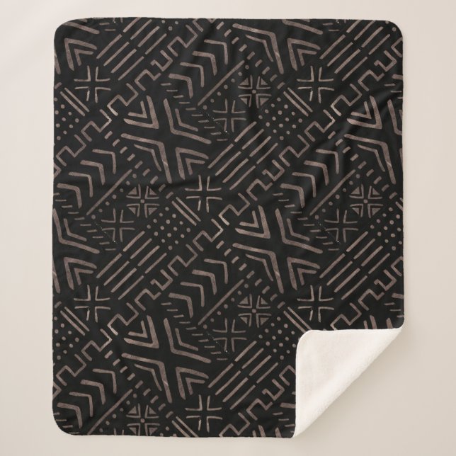 Zeitgenössische afrikanische Mud Cloud Print Fleec Sherpadecke (Vorderseite)