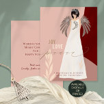 Zeitgenössische Angel Joy Liebe Weihnachten<br><div class="desc">Zeitgenössische Angel Joy Liebe Peace Christmas digital erhältlich oder gedruckt. Dieses zeitgenössische Design hat eine traditionelle Urlaubsbotschaft, um diese Weihnachten zu senden. Die handgezeichnete Engel mit einer grünen Garlandschaft im Haar ist auf drei Farbblöcken für ein modernes Gefühl, staubige rosa, creme und bordeauxrot. Die Worte Joy und Liebe sind in...</div>
