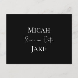 Zeitgenössische B/W Hochzeit Rettete unser Datum Postkarte