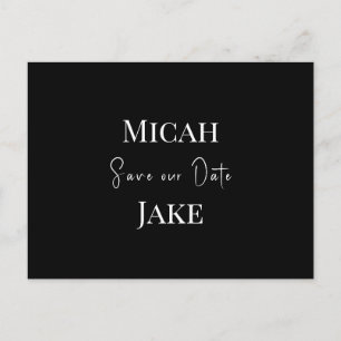 Zeitgenössische B/W Hochzeit Rettete unser Datum Postkarte