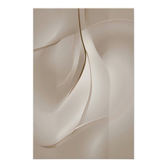 Zeitgenössische Beige Abstrakte Kunst Poster (Vorderseite)