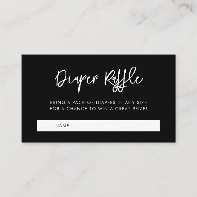 Zeitgenössische Black Baby Dusche-Windel-Tombola Begleitkarte (Vorderseite)