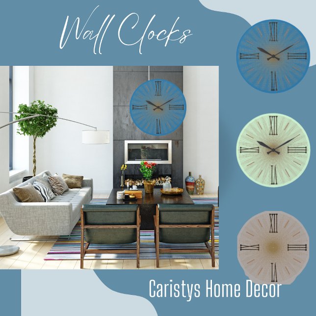 Zeitgenössische blaue Aquamarine römische Zahlen g Große Wanduhr (Von Creator hochgeladen)