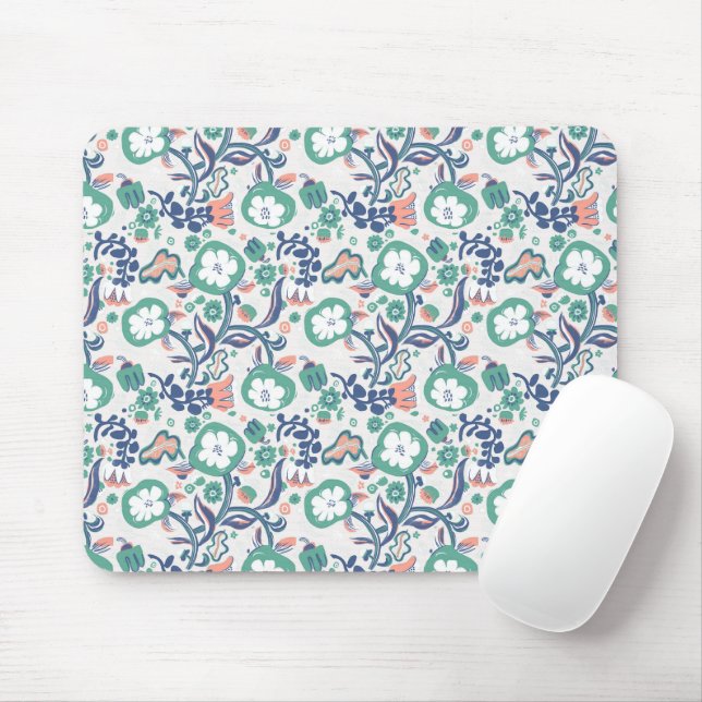 Zeitgenössische Blumendoodle drucken Mousepad (Mit Mouse)