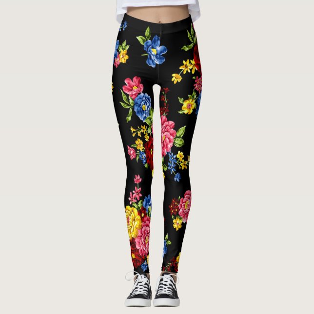 zeitgenössische Blumenlegins Leggings (Vorderseite)