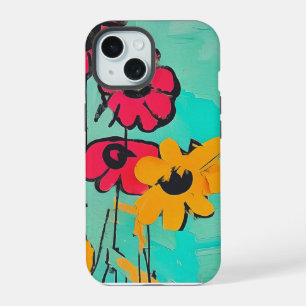 Zeitgenössische Blumenmalerei iPhone 15 Hülle