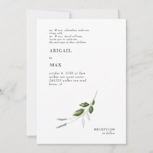 Zeitgenössische Botanische Beiden Eltern Hochzeit Einladung