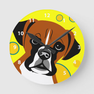 Zeitgenössische Boxer-Hunde-Geschenke Runde Wanduhr