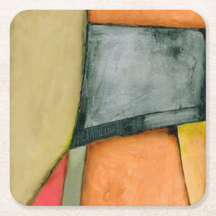 Zeitgenössische bunte geometrische Formen Rechteckiger Pappuntersetzer