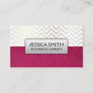 Zeitgenössische Chevron-Hot-Pink-Ledertextur Visitenkarte