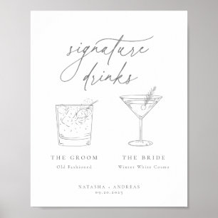 Zeitgenössische Chic Graue Minimalistisch Signatur Poster