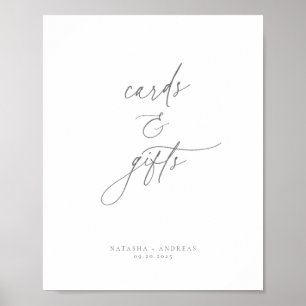 Zeitgenössische Chic Graue Minimalistische Karten Poster