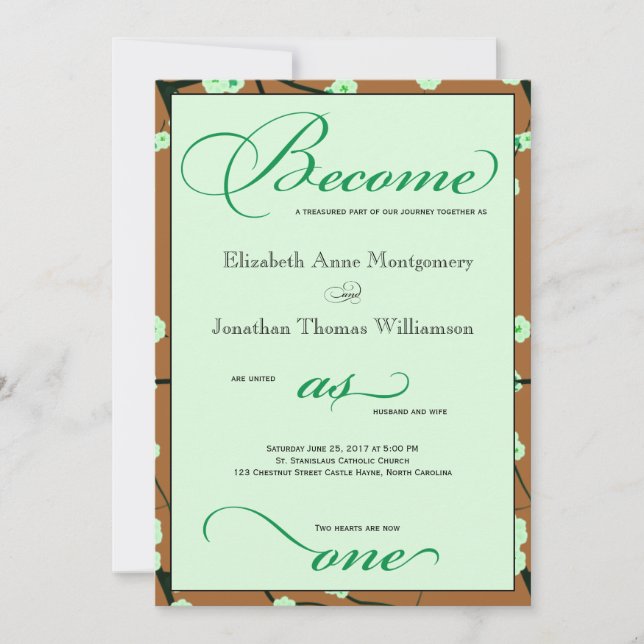 Zeitgenössische Christliche Blumenhochzeiten Einladung (Vorderseite)