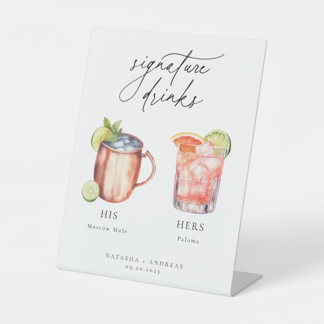 Zeitgenössische Cocktails Signature Drinks Sockelschild (Vorderseite)