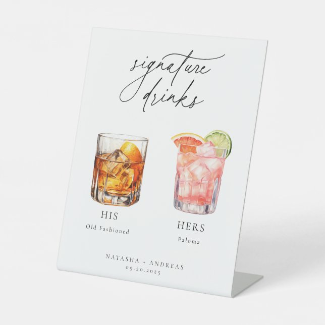 Zeitgenössische Cocktails Signature Drinks Sockelschild (Vorderseite)