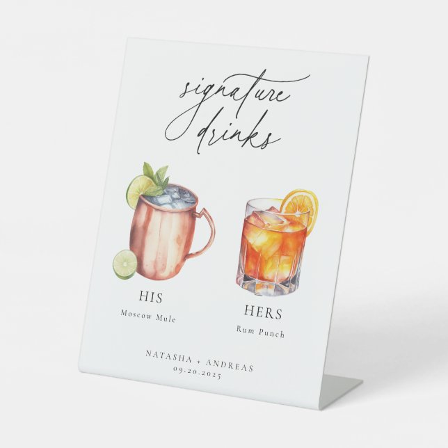 Zeitgenössische Cocktails Signature Drinks Sockelschild (Vorderseite)