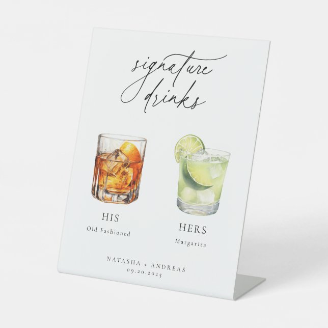 Zeitgenössische Cocktails Signature Drinks Sockelschild (Vorderseite)