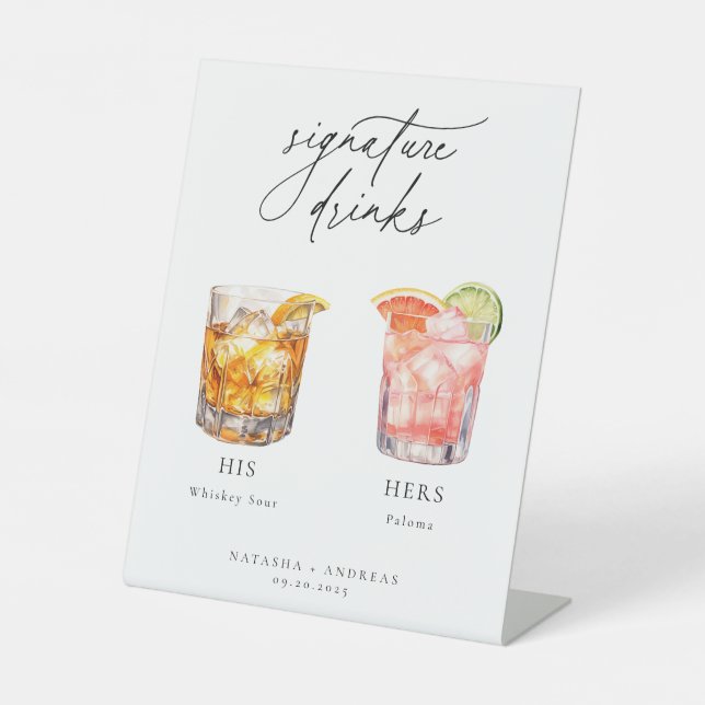 Zeitgenössische Cocktails Signature Drinks Sockelschild (Vorderseite)