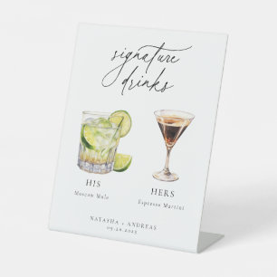 Zeitgenössische Cocktails Signature Drinks Sockelschild