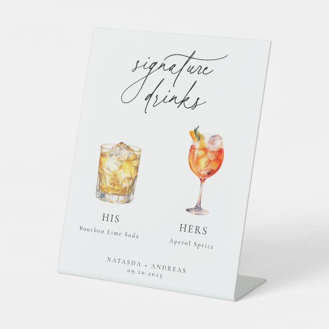 Zeitgenössische Cocktails Signature Drinks Sockelschild (Vorderseite)