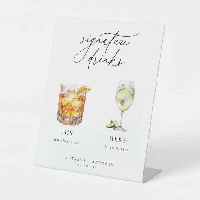 Zeitgenössische Cocktails Signature Drinks Sockelschild (Vorderseite)