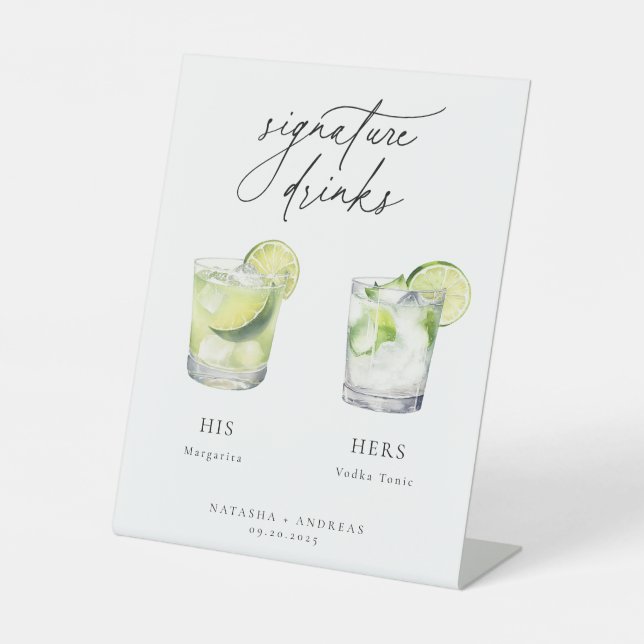 Zeitgenössische Cocktails Signature Drinks Sockelschild (Vorderseite)