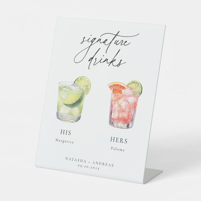 Zeitgenössische Cocktails Signature Drinks Sockelschild (Vorderseite)