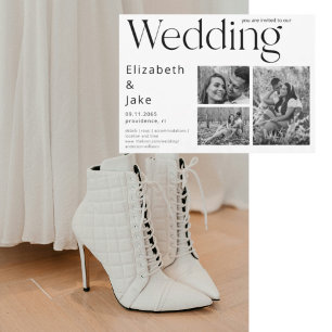 Zeitgenössische Collage B/W Foto-Hochzeitseinladun Einladung