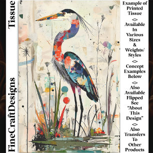 Zeitgenössische Collage Papierreiher BU9 Decoupage Seidenpapier