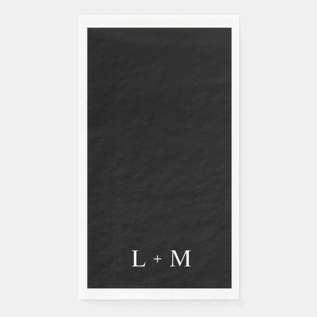 Zeitgenössische Custom Monogram Black Wedding II Serviette (Vorderseite)
