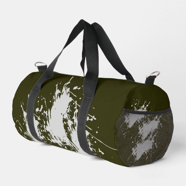 Zeitgenössische Dunkelolive Gym & Reise Duffle Bag (Rechte Ecke)