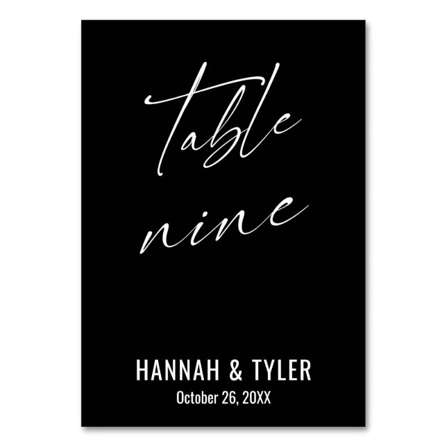 Zeitgenössische Elegant Black Table Nine Tischnummer (Vorderseite)