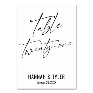 Zeitgenössische elegante Typografie-Tabelle 21 Tischnummer