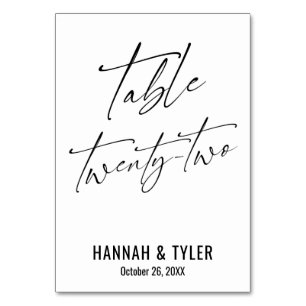 Zeitgenössische elegante Typografie-Tabelle 22 Tischnummer